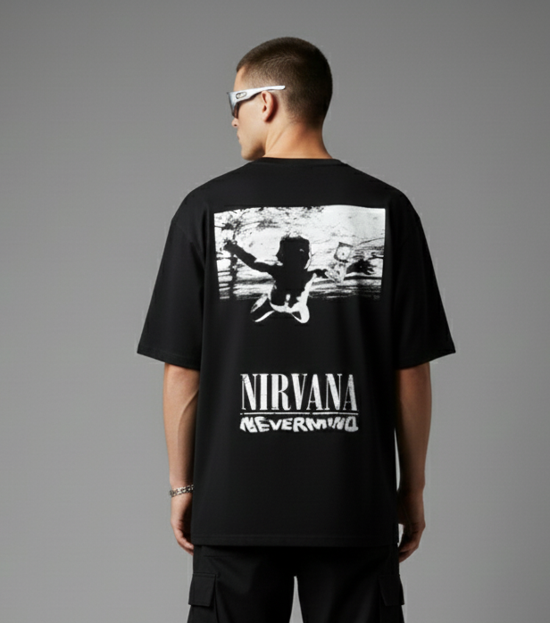 NIRVANA BLACK Back Printed Oversized T-shirt – supremacyclothing
