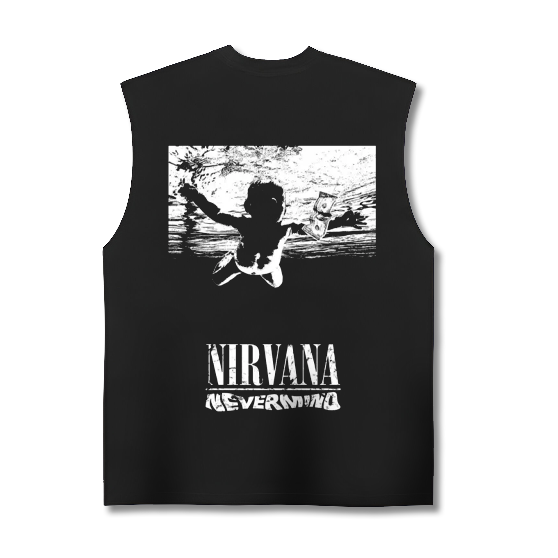 NIRVANA BLACK Back Printed Oversizedg Tank