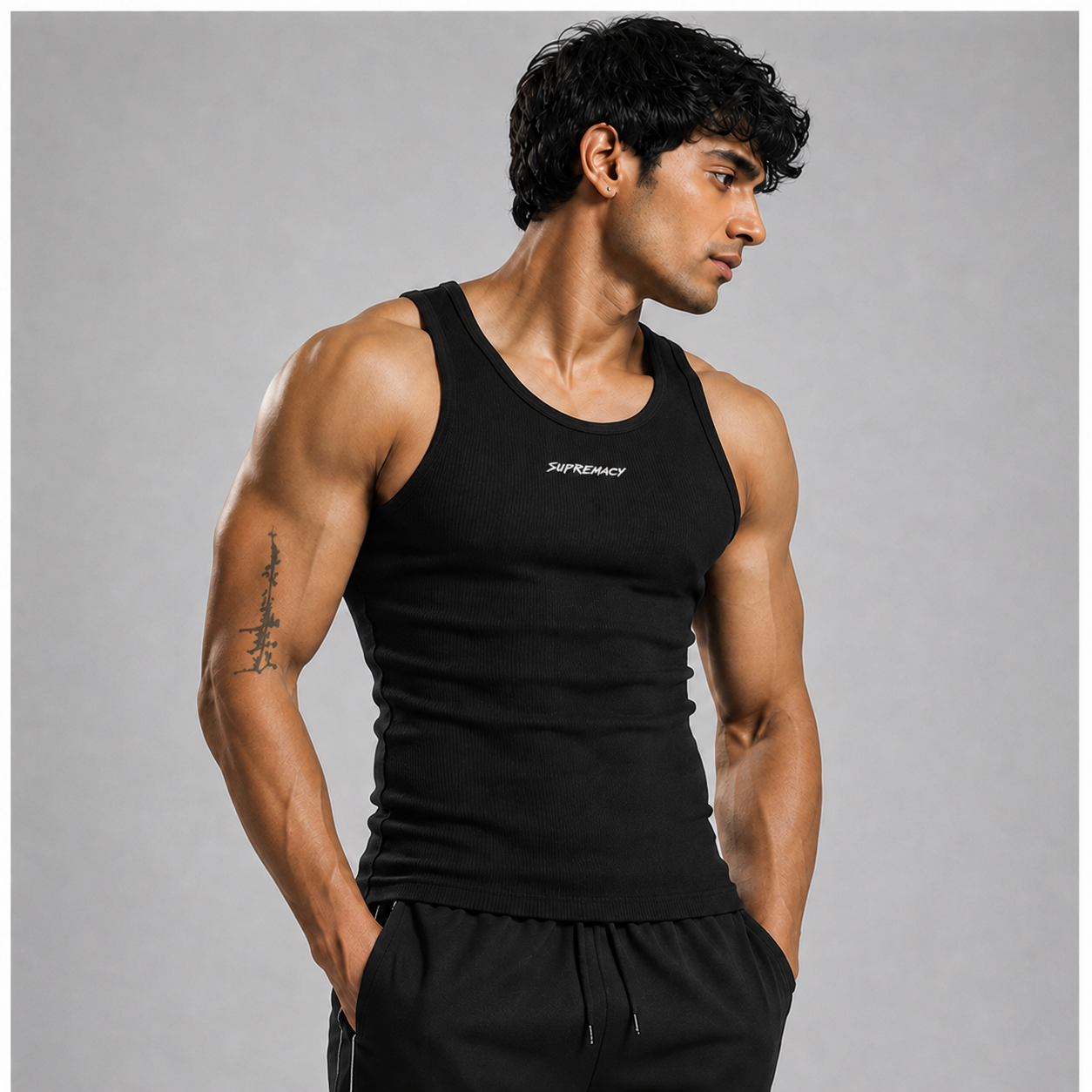 Super Ribbed Vest | Black