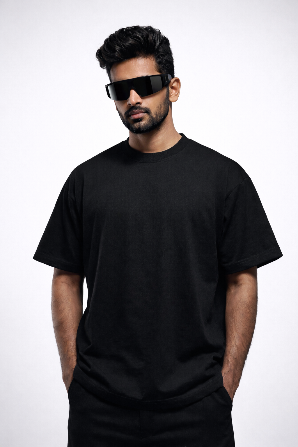Black Solid Oversized T-shirt