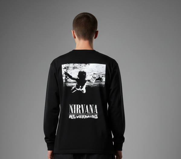 NIRVANA BLACK Full Sleeves Oversized T-shirt