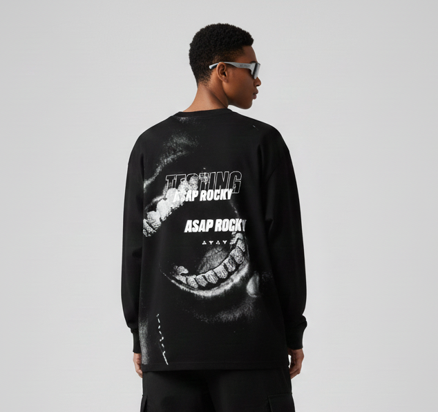 Black Solid Oversized Long sleeves T-shirt – supremacyclothing