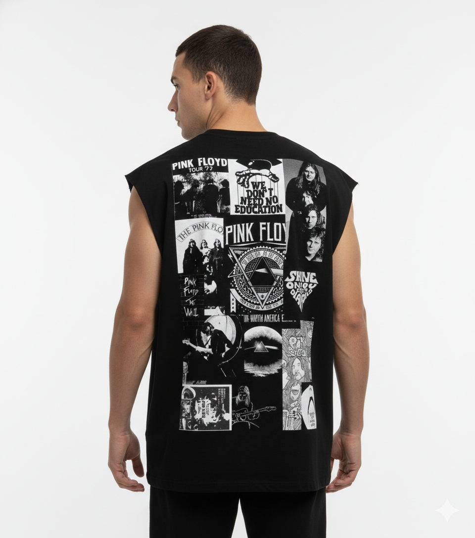 PINK FLOYD BW Back Printed Oversized Tank