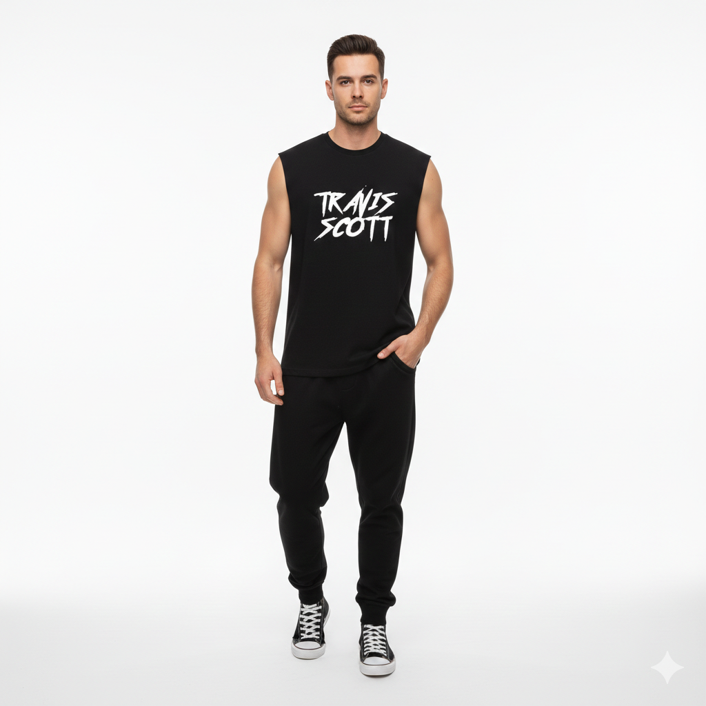 TRAVIS SCOTT BLACK OVERSIZED TANK