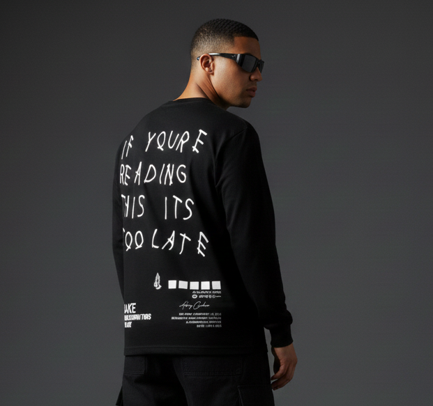 Drake Too Late Full Sleeves Oversized T-shirt