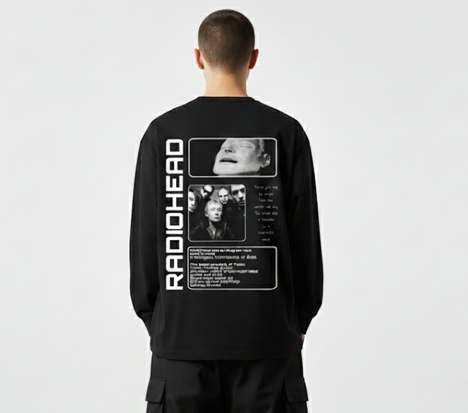 RADIOHEAD Black Oversized Full Sleeves T-shirt