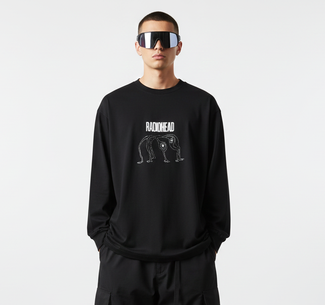 RADIOHEAD Black Oversized Full Sleeves T-shirt
