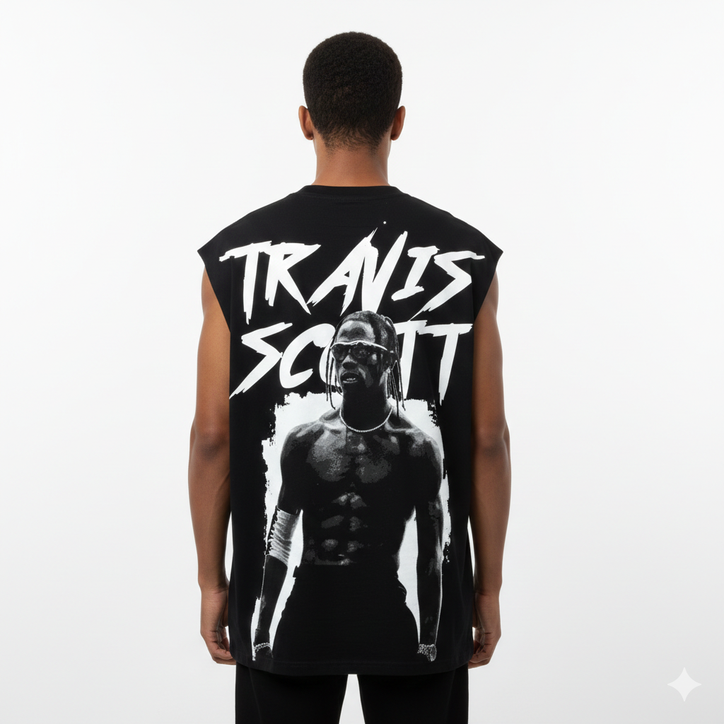 TRAVIS SCOTT BLACK OVERSIZED TANK