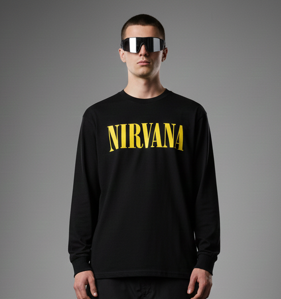 NIRVANA BLACK Full Sleeves Oversized T-shirt