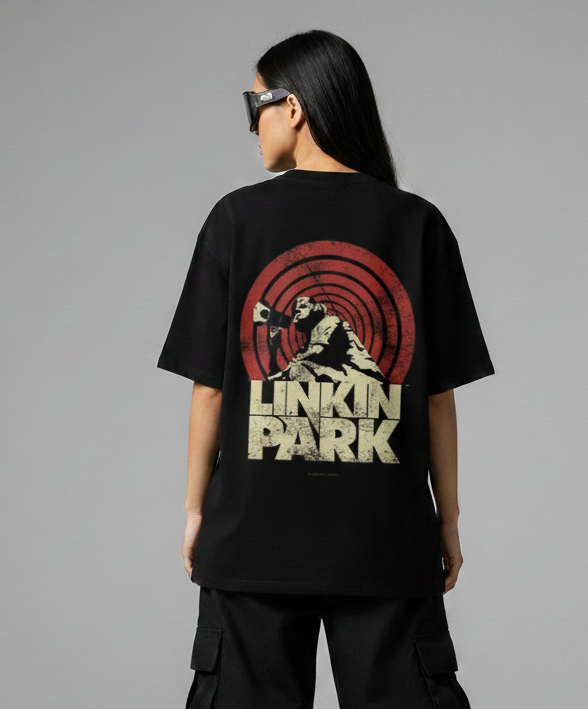 LINKIN PARK Red Back Printed Oversized T-shirt