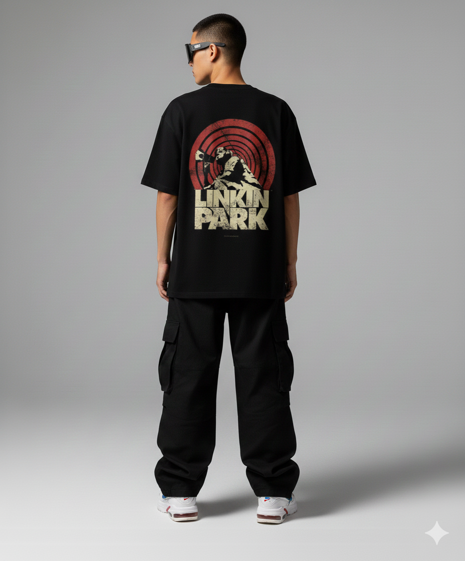 LINKIN PARK Red Back Printed Oversized T-shirt