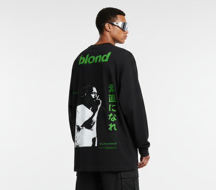 BLOND Back-Printed Oversized Full Sleeves T-shirt