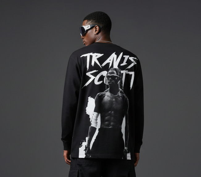 Travis Scott Black Full Sleeves Oversized T-shirt