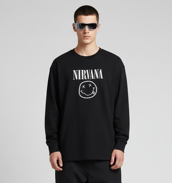 KURT COBAIN Back-Printed Oversized Full Sleeves T-shirt