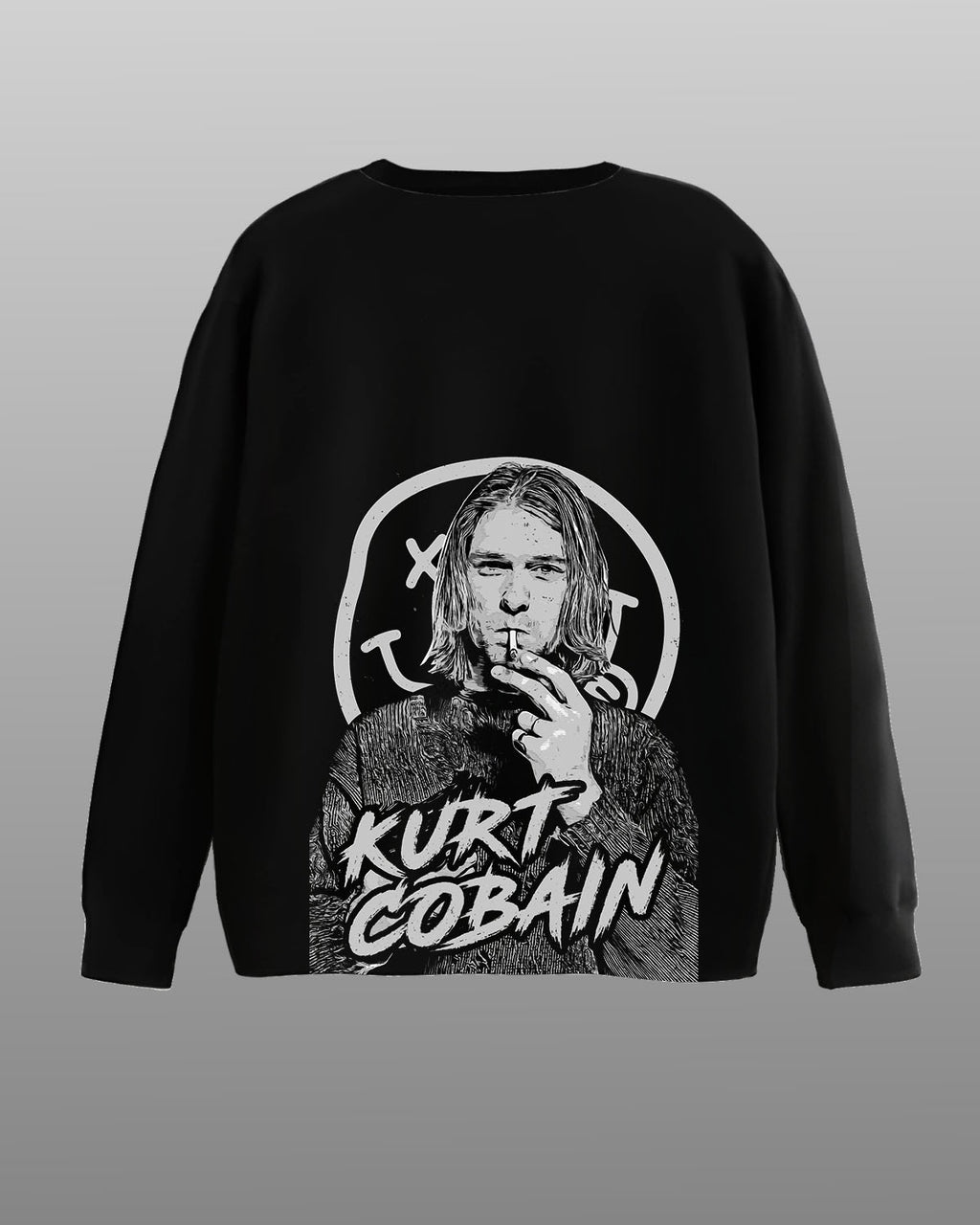 KURT COBAIN Back-Printed Oversized Full Sleeves T-shirt