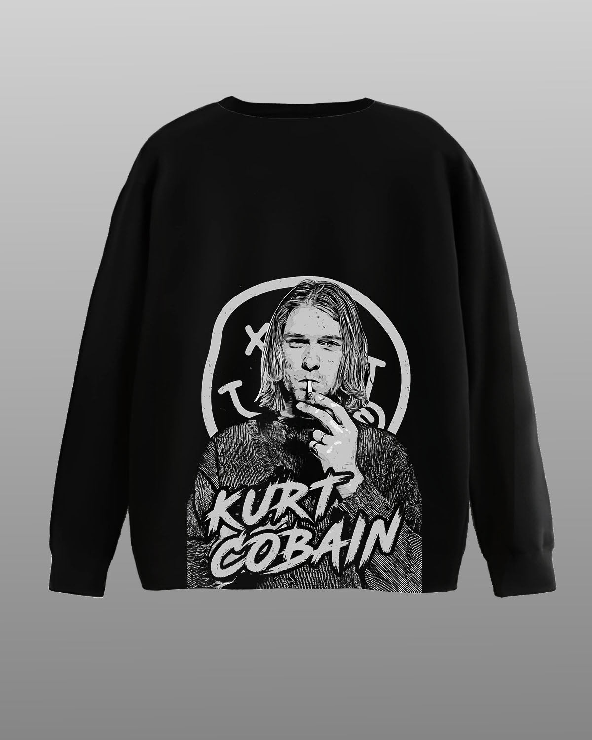 KURT COBAIN Back-Printed Oversized Full Sleeves T-shirt