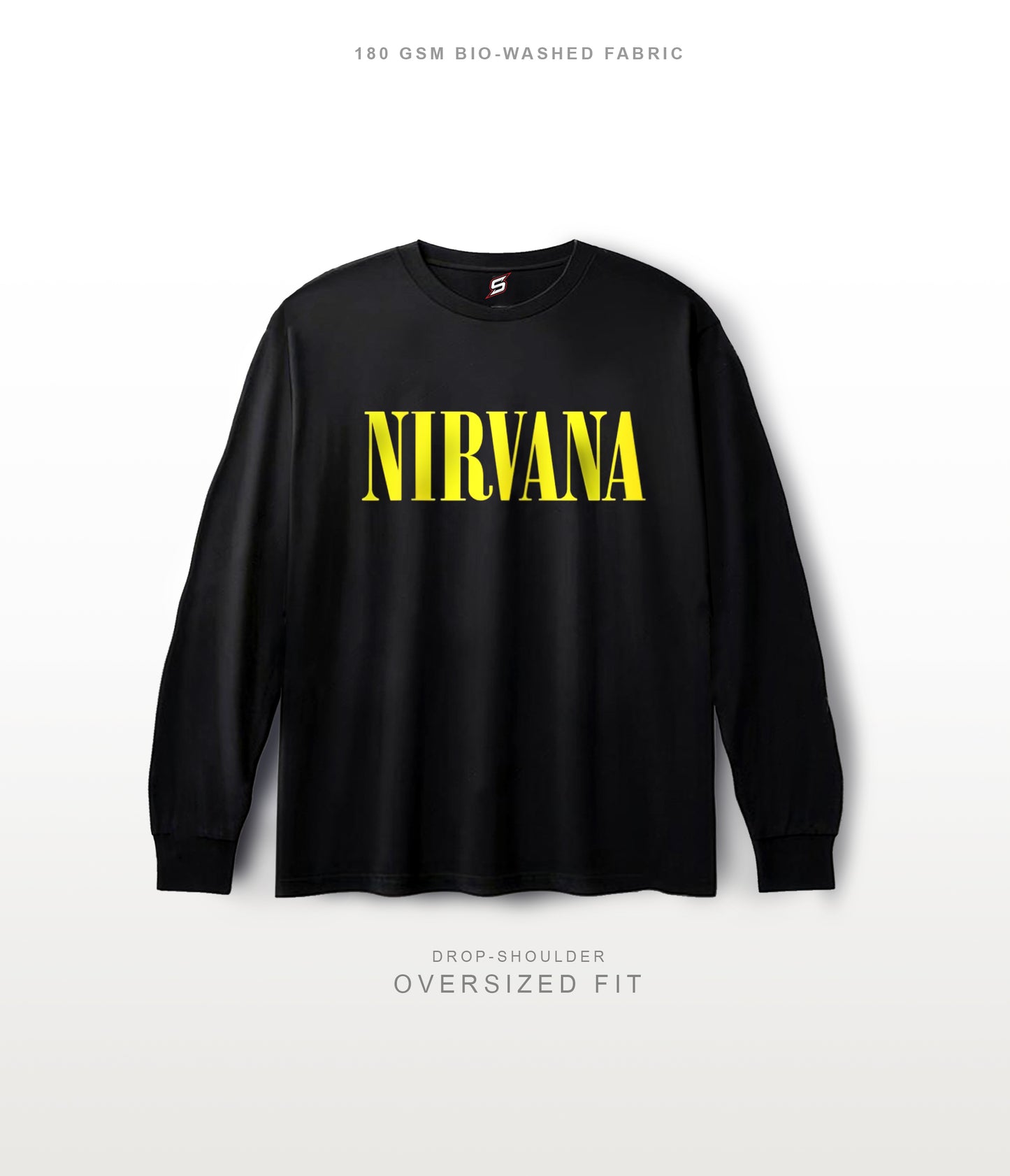 NIRVANA BLACK Full Sleeves Oversized T-shirt