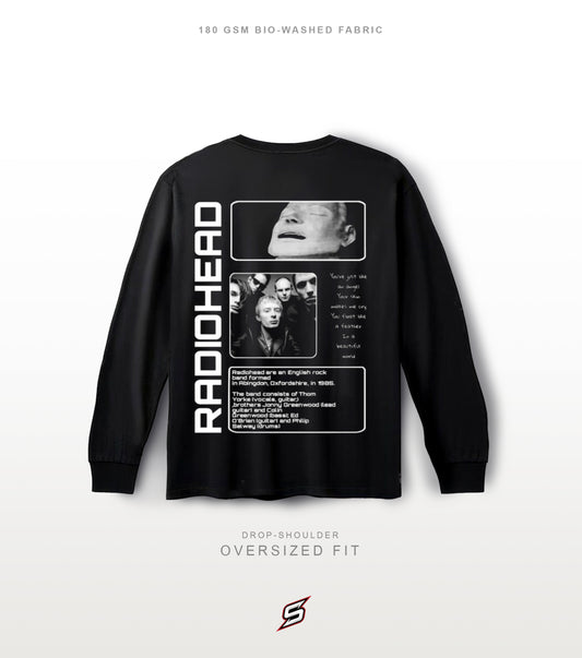 RADIOHEAD Black Oversized Full Sleeves T-shirt