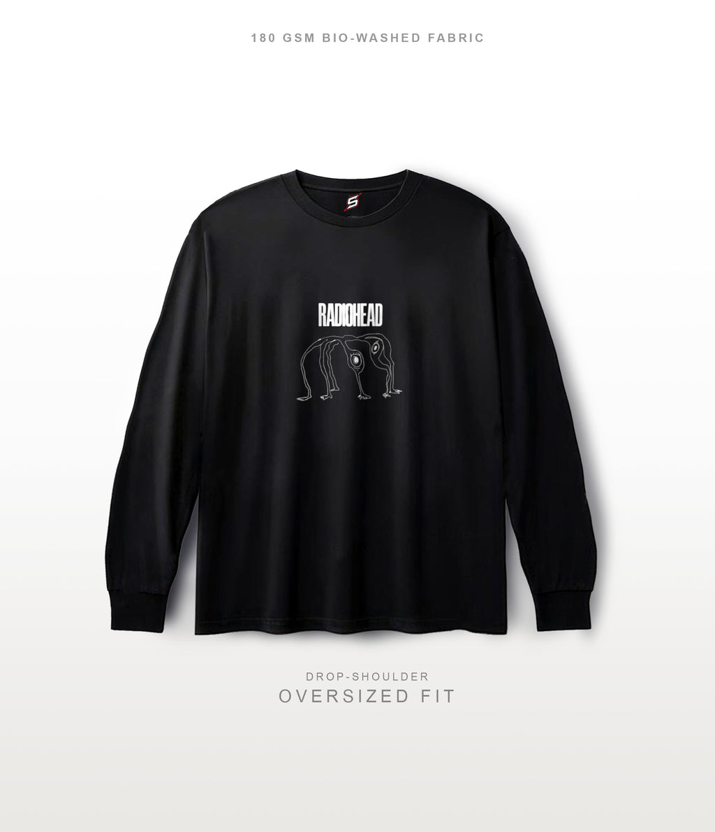 RADIOHEAD Black Oversized Full Sleeves T-shirt