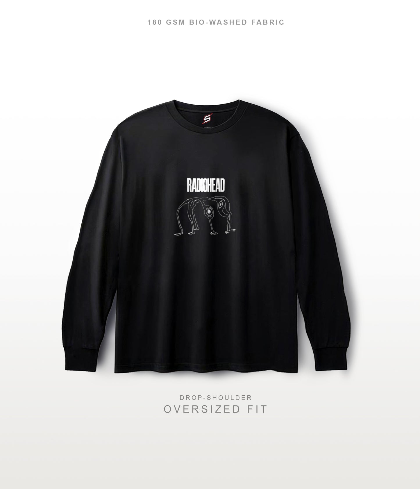 RADIOHEAD Black Oversized Full Sleeves T-shirt