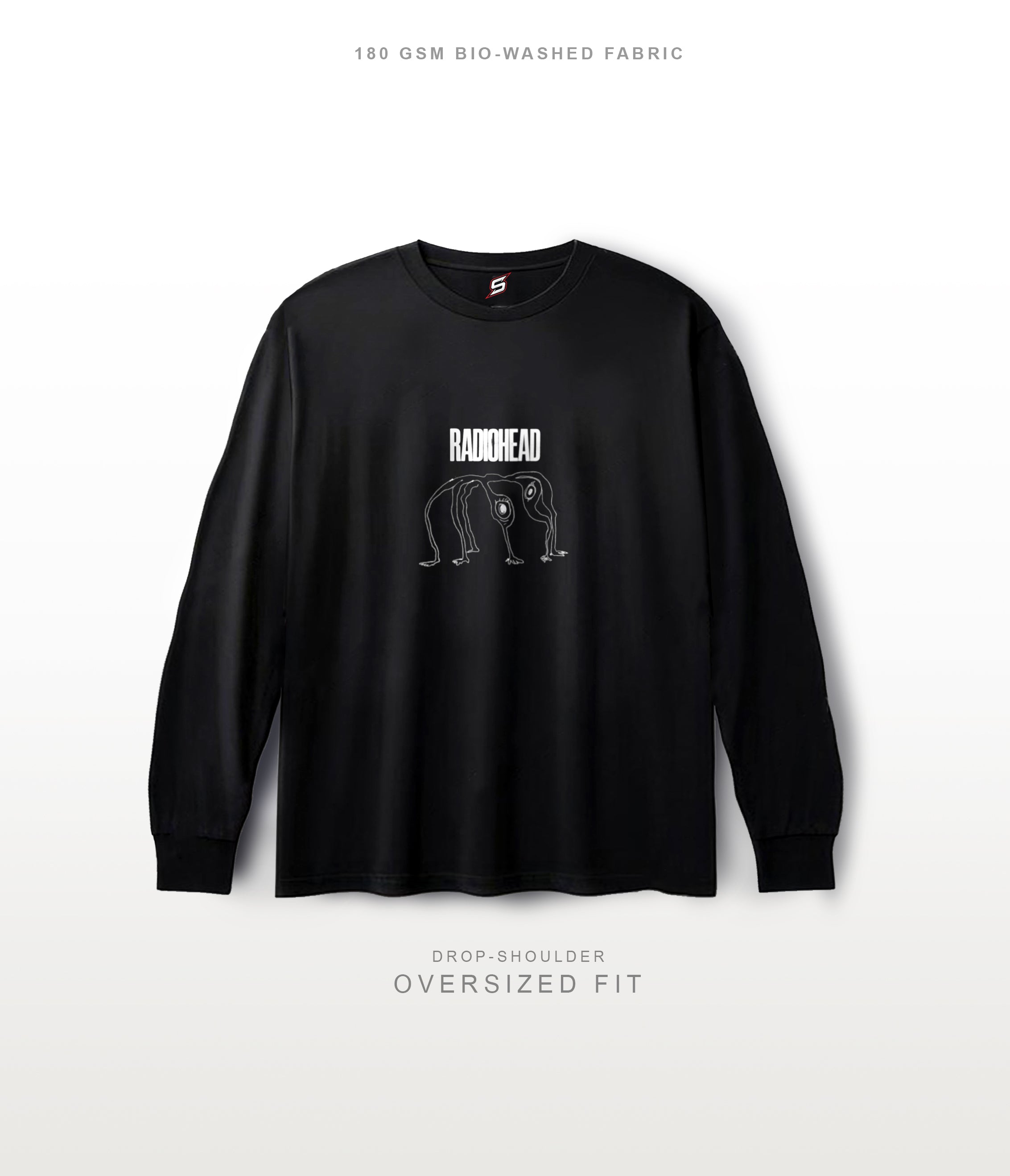RADIOHEAD Black Oversized Full Sleeves T-shirt