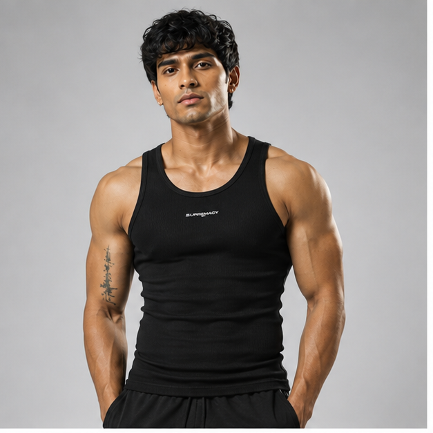 Super Ribbed Vest | Black
