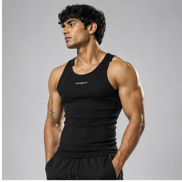 Super Ribbed Vest | Black