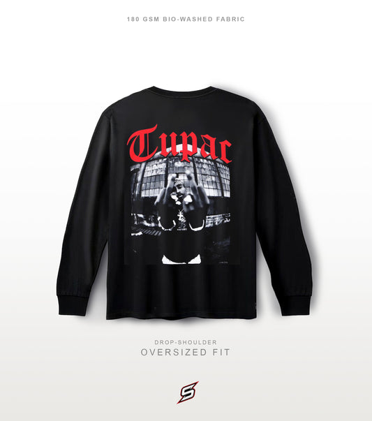 TUPAC Back-Printed Oversized Full Sleeves T-shirt