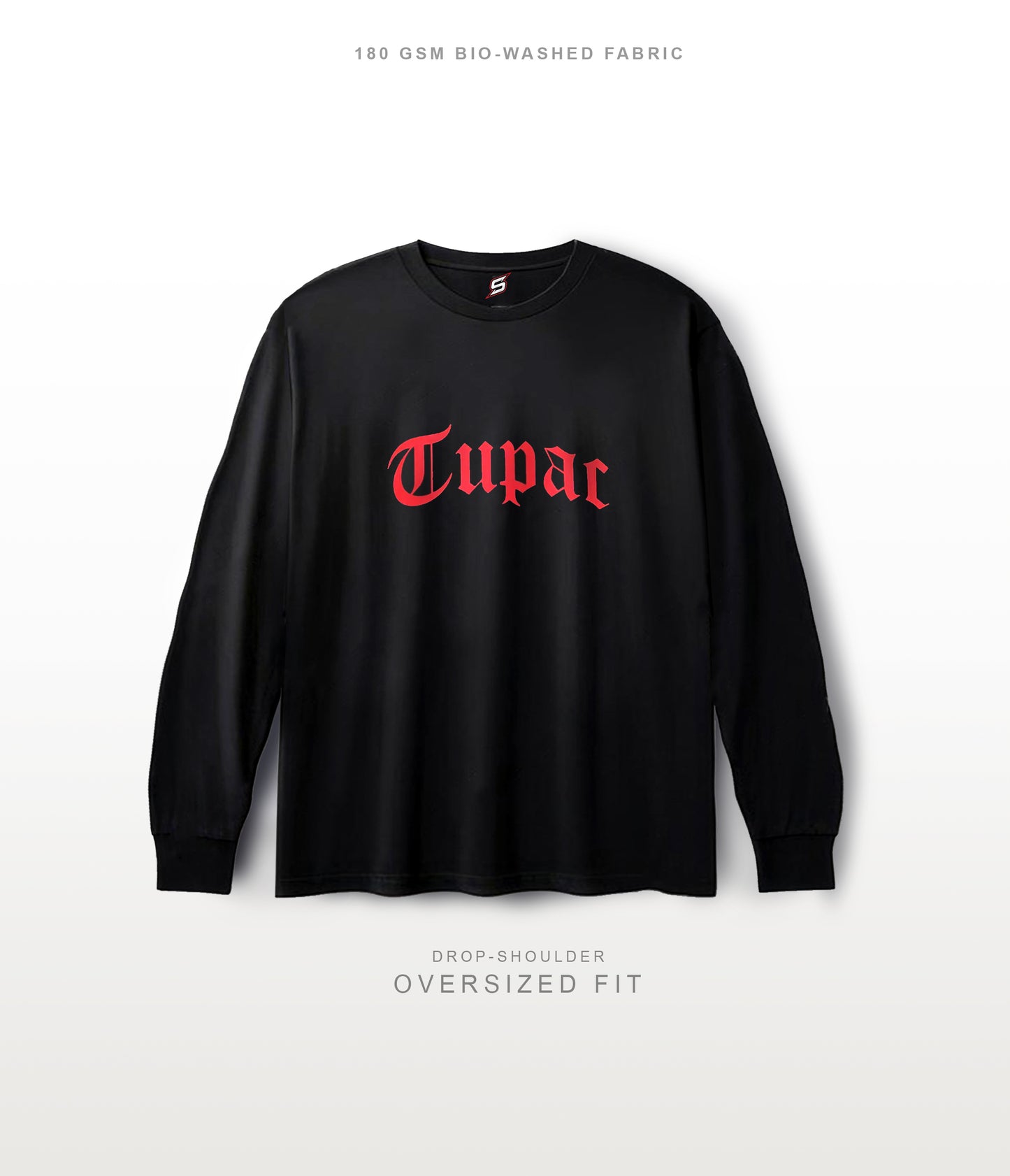 TUPAC Back-Printed Oversized Full Sleeves T-shirt